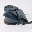 LOEWE Anagram Shoulder Bag Leather Blue Auth ka5108A-4