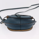 LOEWE Anagram Shoulder Bag Leather Blue Auth ka5108A-9