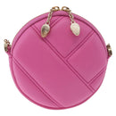 BVLGARI Shoulder Bag Leather Pink Gold Auth ka5109M-13