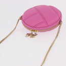 BVLGARI Shoulder Bag Leather Pink Gold Auth ka5109M-6