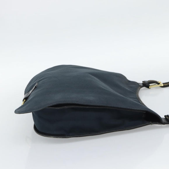 GUCCI Shoulder Bag Canvas Navy Gold 90669 Auth ka5112