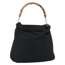 GUCCI Bamboo Hand Bag Canvas Black Silver 001 1553 Auth ka5114-1