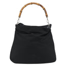 GUCCI Bamboo Hand Bag Canvas Black Silver 001 1553 Auth ka5114-13