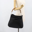 GUCCI Bamboo Hand Bag Canvas Black Silver 001 1553 Auth ka5114-21