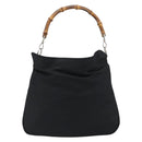 GUCCI Bamboo Hand Bag Canvas Black Silver 001 1553 Auth ka5114-2