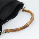 GUCCI Bamboo Hand Bag Canvas Black Silver 001 1553 Auth ka5114-7