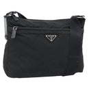PRADA Nylon Shoulder Bag Black Silver Auth ka5115-1