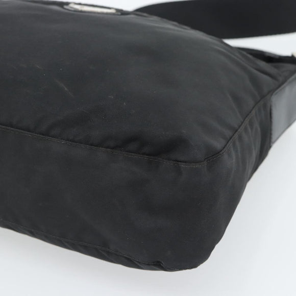 PRADA Nylon Shoulder Bag Black Silver Auth ka5115