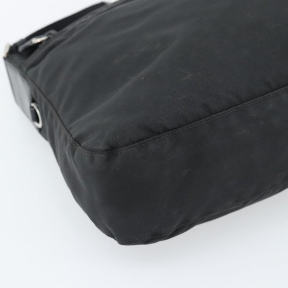 PRADA Nylon Shoulder Bag Black Silver Auth ka5115