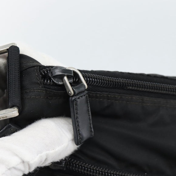 PRADA Nylon Shoulder Bag Black Silver Auth ka5115