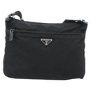 PRADA Nylon Shoulder Bag Black Silver Auth ka5115-2