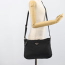 PRADA Nylon Shoulder Bag Black Silver Auth ka5115-24