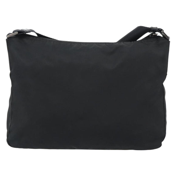 PRADA Nylon Shoulder Bag Black Silver Auth ka5115