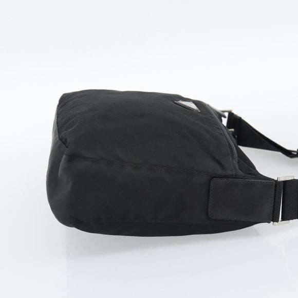PRADA Nylon Shoulder Bag Black Silver Auth ka5115