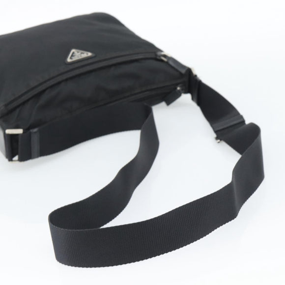 PRADA Nylon Shoulder Bag Black Silver Auth ka5115