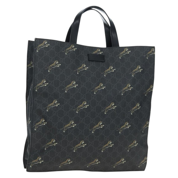 GUCCI GG Supreme Tote Bag PVC Leather Black 495559 Auth ka5117