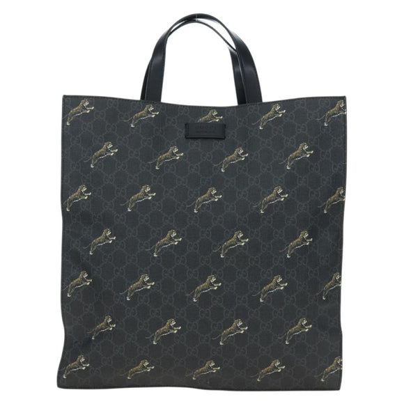 GUCCI GG Supreme Tote Bag PVC Leather Black 495559 Auth ka5117