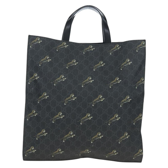 GUCCI GG Supreme Tote Bag PVC Leather Black 495559 Auth ka5117