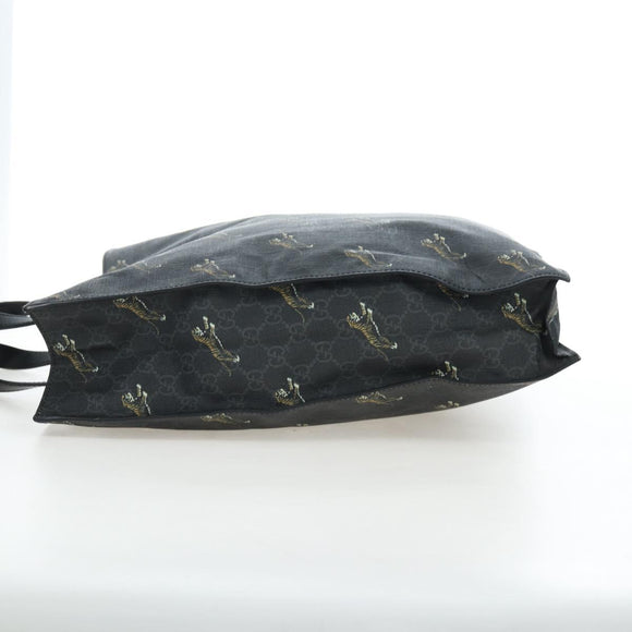 GUCCI GG Supreme Tote Bag PVC Leather Black 495559 Auth ka5117