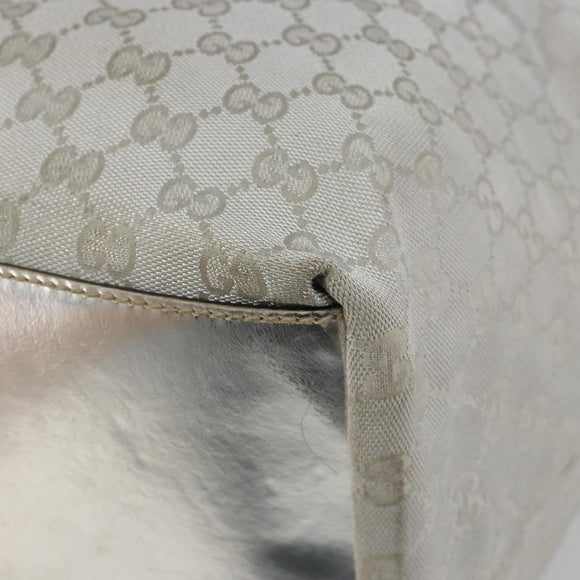 GUCCI GG Canvas Tote Bag Silver 131231 Auth ka5118
