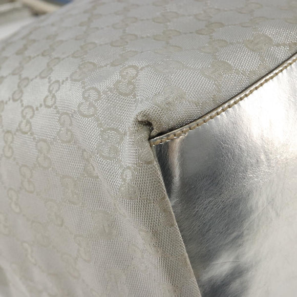 GUCCI GG Canvas Tote Bag Silver 131231 Auth ka5118