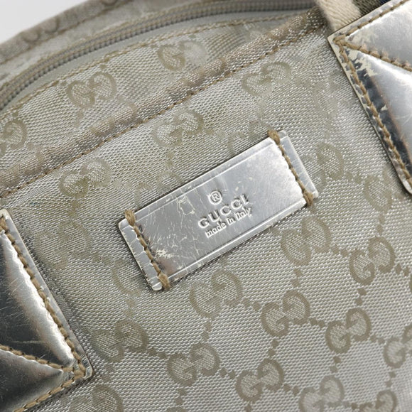 GUCCI GG Canvas Tote Bag Silver 131231 Auth ka5118