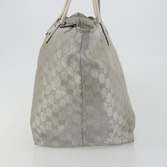 GUCCI GG Canvas Tote Bag Silver 131231 Auth ka5118