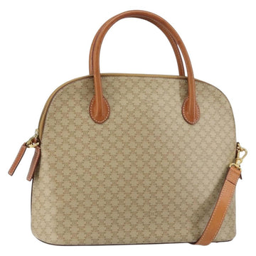 CELINE Macadam Canvas Hand Bag PVC 2way Beige Gold Auth ka512
