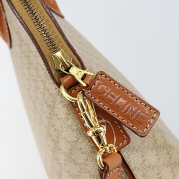 CELINE Macadam Canvas Hand Bag PVC 2way Beige Gold Auth ka512
