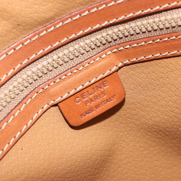 CELINE Macadam Canvas Hand Bag PVC 2way Beige Gold Auth ka512