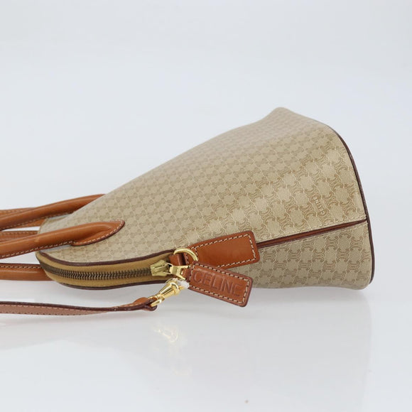 CELINE Macadam Canvas Hand Bag PVC 2way Beige Gold Auth ka512