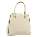 PRADA Tote Bag Leather Beige Silver Auth ka5123-1