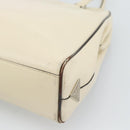 PRADA Tote Bag Leather Beige Silver Auth ka5123-16