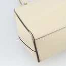 PRADA Tote Bag Leather Beige Silver Auth ka5123-9
