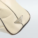 PRADA Tote Bag Leather Beige Silver Auth ka5123-17