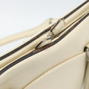 PRADA Tote Bag Leather Beige Silver Auth ka5123-10