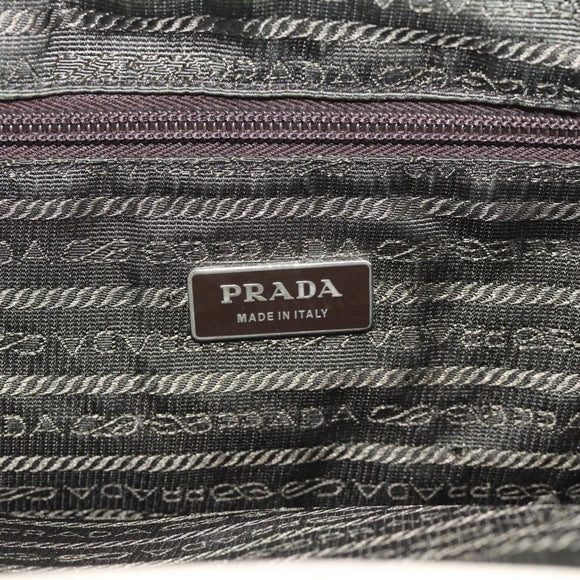 PRADA Tote Bag Leather Beige Silver Auth ka5123