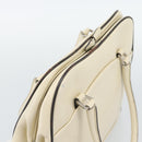 PRADA Tote Bag Leather Beige Silver Auth ka5123-6