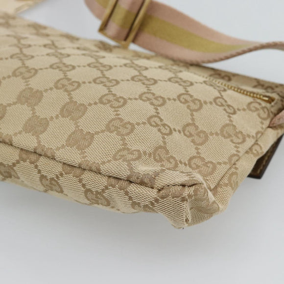 GUCCI GG Canvas Waist Bag Beige Gold 28566 Auth ka5124