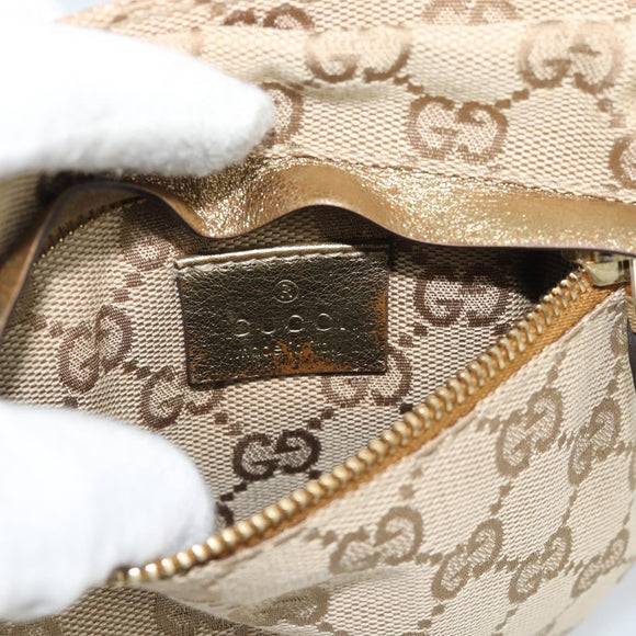 GUCCI GG Canvas Waist Bag Beige Gold 28566 Auth ka5124