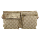 GUCCI GG Canvas Waist Bag Beige Gold 28566 Auth ka5124-2
