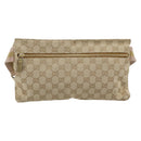 GUCCI GG Canvas Waist Bag Beige Gold 28566 Auth ka5124-3