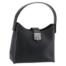 Salvatore Ferragamo Gancini Hand Bag Leather Black Silver Auth ka5126A-1