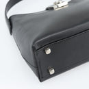 Salvatore Ferragamo Gancini Hand Bag Leather Black Silver Auth ka5126A-11