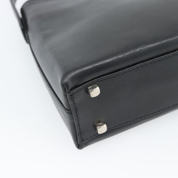 Salvatore Ferragamo Gancini Hand Bag Leather Black Silver Auth ka5126A