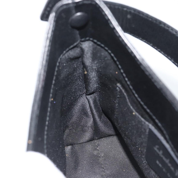 Salvatore Ferragamo Gancini Hand Bag Leather Black Silver Auth ka5126A