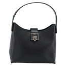 Salvatore Ferragamo Gancini Hand Bag Leather Black Silver Auth ka5126A-2