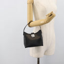 Salvatore Ferragamo Gancini Hand Bag Leather Black Silver Auth ka5126A-20
