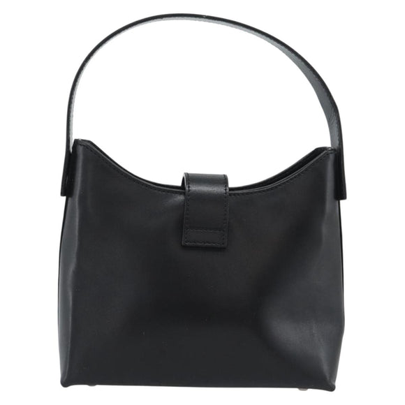 Salvatore Ferragamo Gancini Hand Bag Leather Black Silver Auth ka5126A