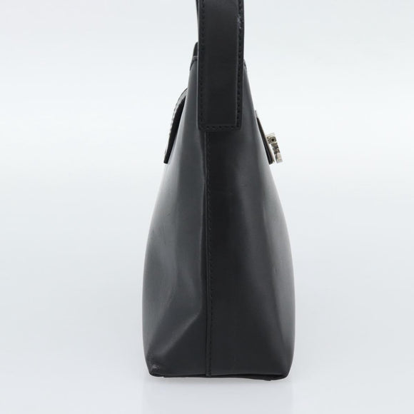 Salvatore Ferragamo Gancini Hand Bag Leather Black Silver Auth ka5126A